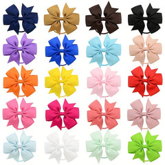20pcs Candy Ribbed Bow Hair Ties Elastic Hair Accessories Gift