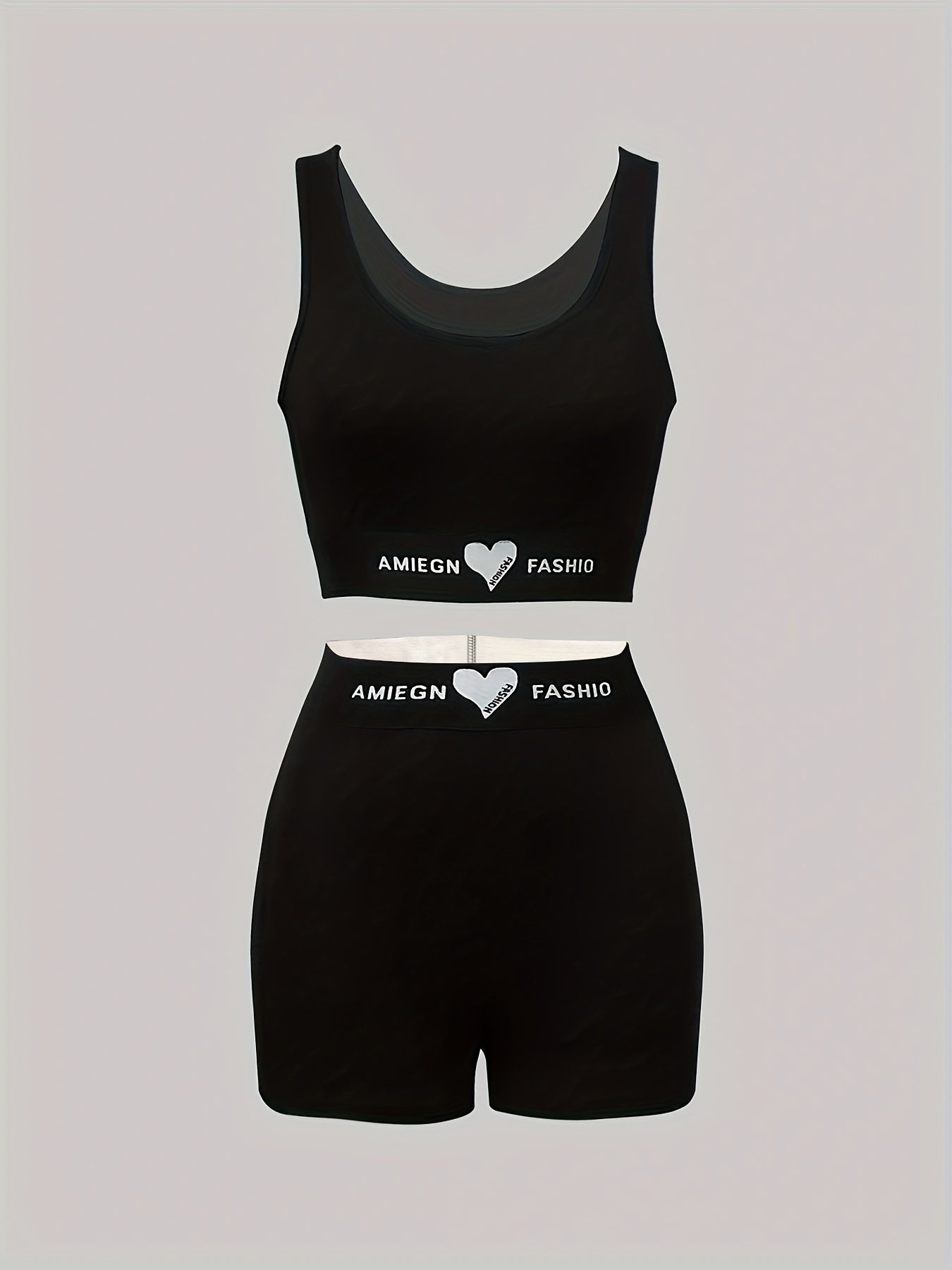 Casual Workout Set Tank Top & Slim Shorts Outfits Women's Clothing