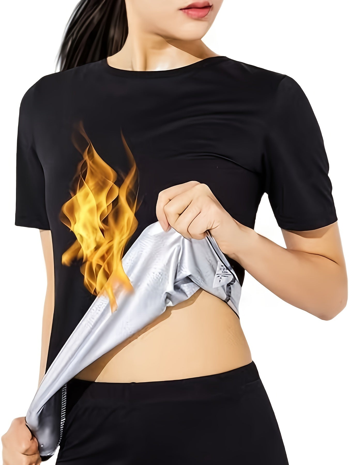 Sauna Sweat Short Sleeve T shirt Round Neck Women's Activewear