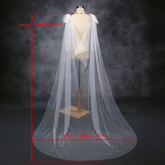 Romantic Sheer Veil Bridal Cape with Embellishments