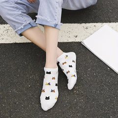 Cat Print Cartoon Socks & Ankle Socks Women's Stockings