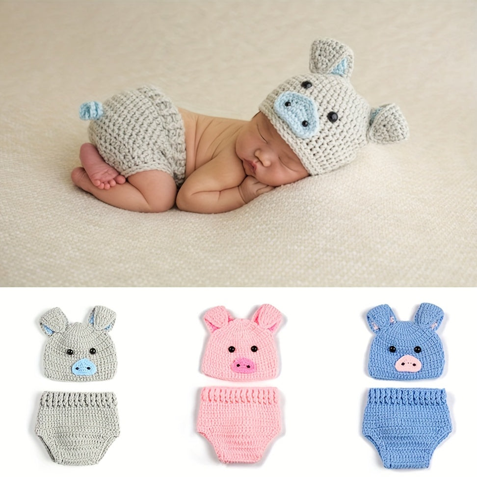 Cute Baby Pig Hat Shorts Photography Props Outfit