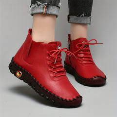 Women's High Top Lace-Up Sneakers Side Zipper Casual Walking Shoes