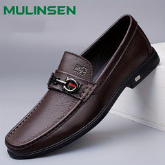 Men's No Tie Slip On Leather Shoes Casual Outdoor Walking Shoes