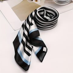 Striped Bandana Classic Print Square Scarf Head Wrap Women Satin Neckerchief Hai
