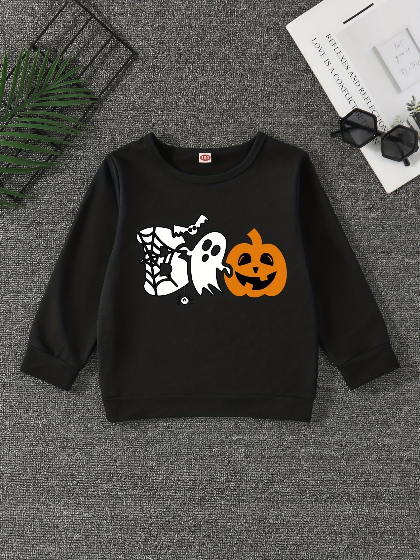 Boo And Pumpkin Print Boys Sweatshirt