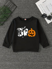 Boo And Pumpkin Print Boys Sweatshirt