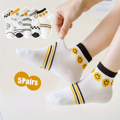 5 Pairs Boys Ultra thin Breathable Cotton Socks