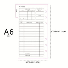 Personal Size 7Hole Punched Budget System Refill Weekly & Monthly Planner