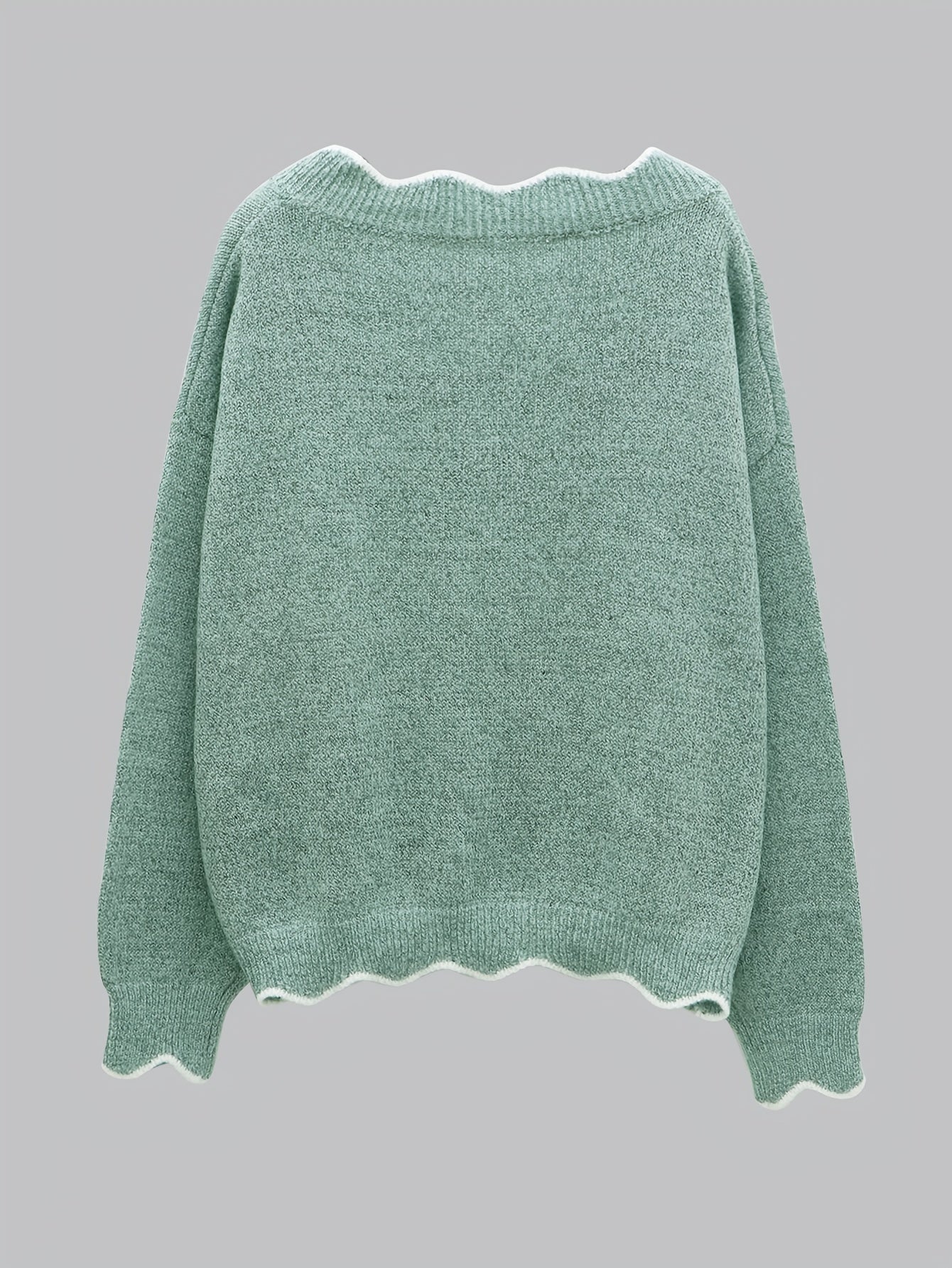 Casual Sweater Women's Plus Colorblock V Neck Jumper