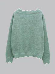 Casual Sweater Women's Plus Colorblock V Neck Jumper
