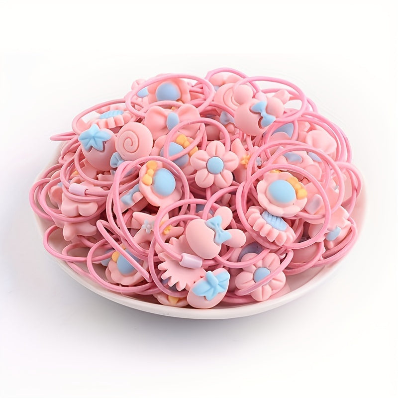 20pcs Girls Flower Hat Starfish Bow Bunny Hair Tie Hair Bands Ponytail Holders