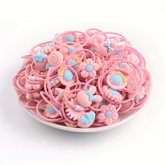 20pcs Girls Flower Hat Starfish Bow Bunny Hair Tie Hair Bands Ponytail Holders