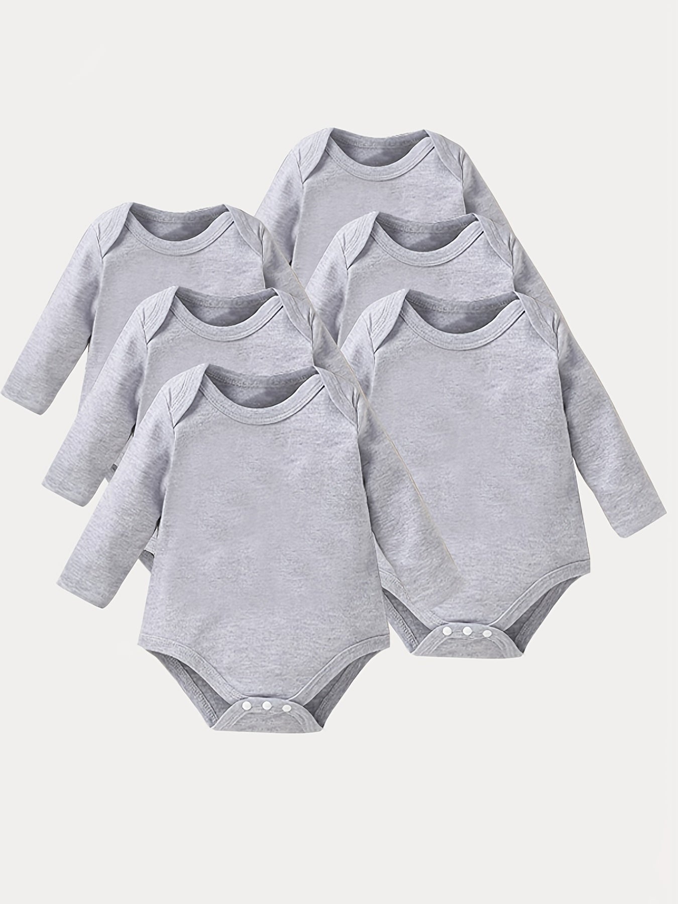 6pcs Baby Girls Triangle Bodysuits Cotton Long Sleeve Rompers
