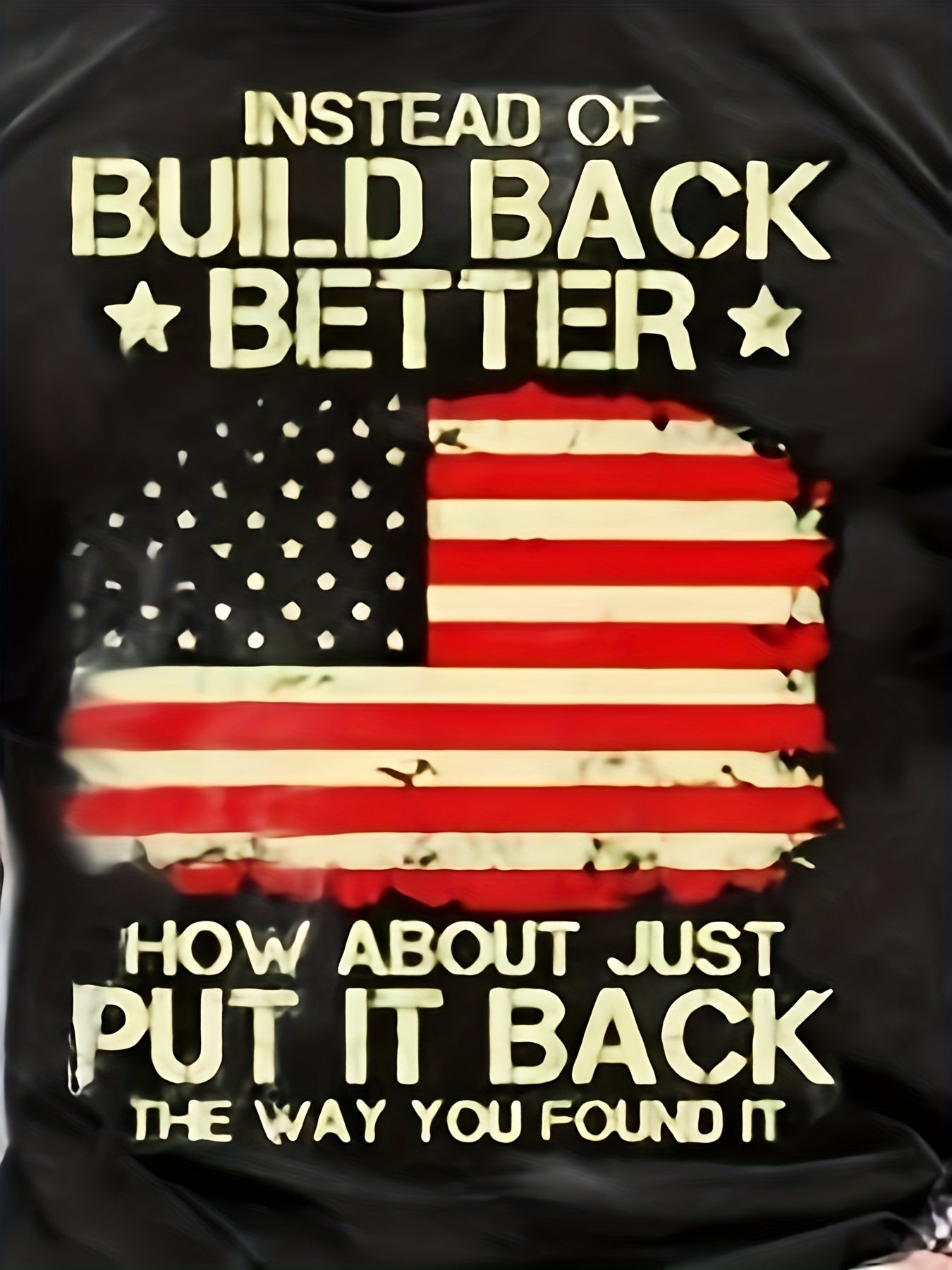American Flag & Letter 3D Digital Pattern Print Men's Graphic T shirt