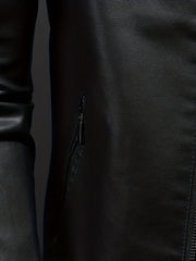 Men's Retro PU Biker Jacket Zip Up Stand Collar