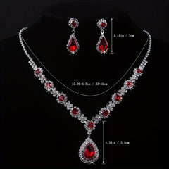 Women's Necklace Earrings Set with Artificial Diamonds for Bridal Wedding Dress