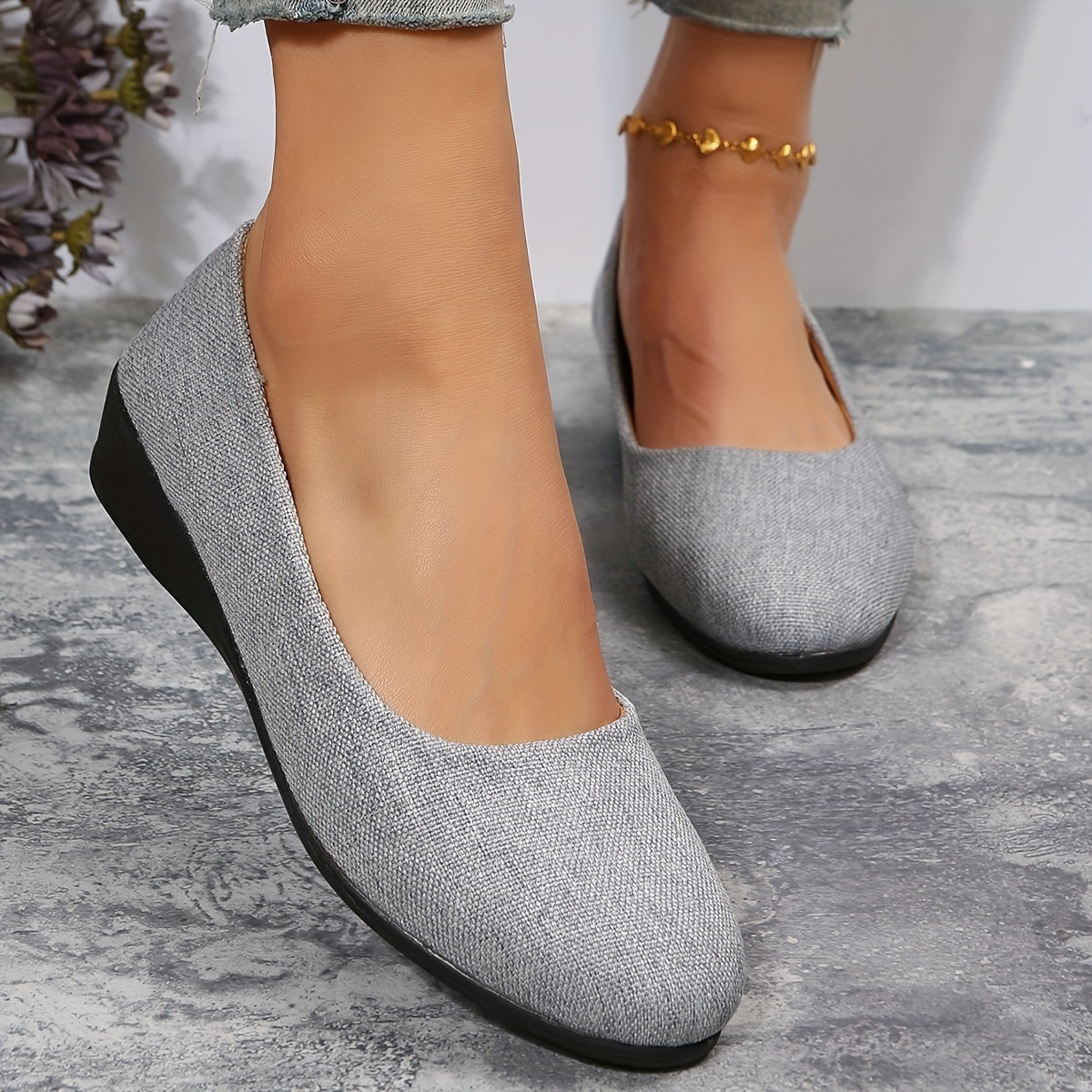 Women's Gray Platform Shoes Casual Slip On Outdoor Shoes Lightweight