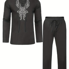 Boho Style Embroidery Men's 2-Piece Outfits Set