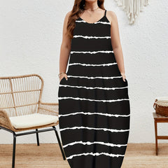 Cami Maxi Dress With Pockets Women's Plus Stretch V Neck Long Dress