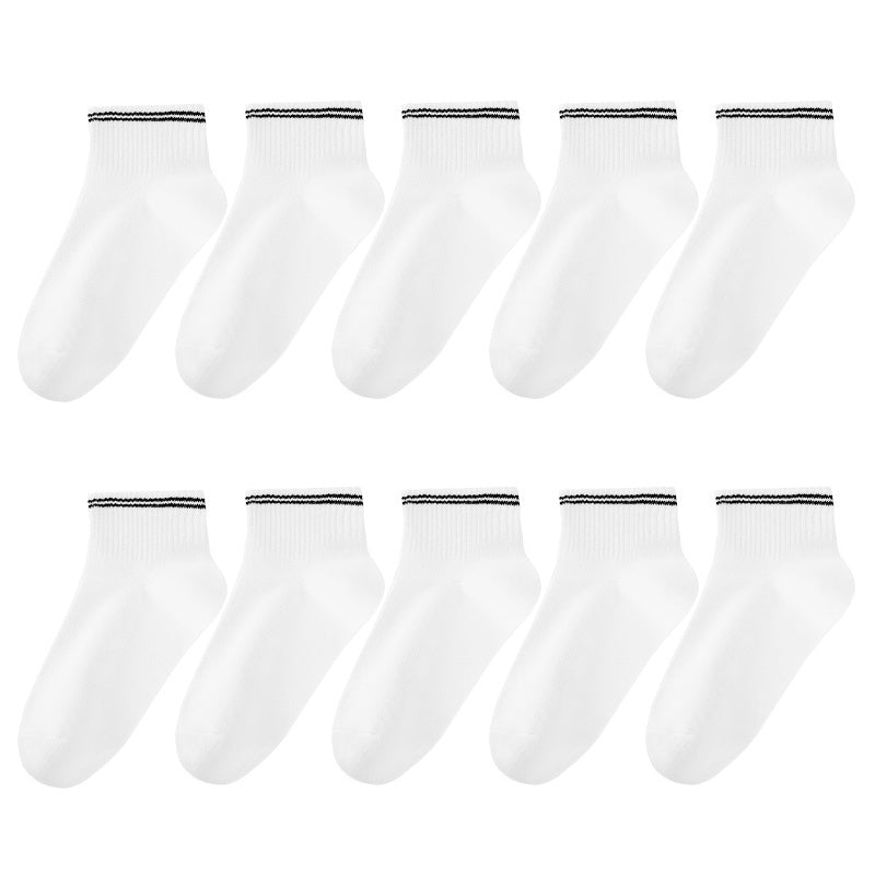 10 Pairs Summer Mesh Ankle Socks Breathable Thin Low Cut Striped Socks
