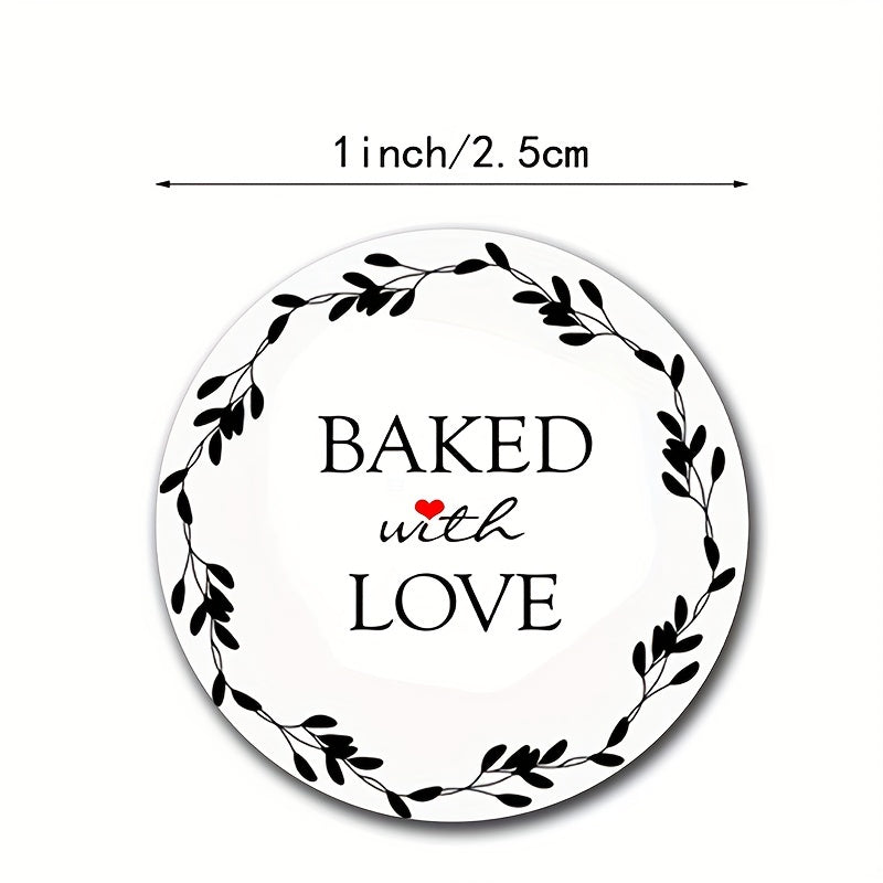 500pcs Round Baking With Love Sticker Dessert Sealing Label
