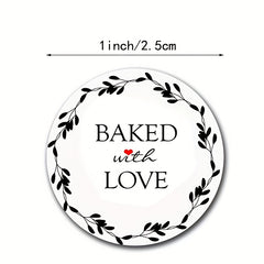 500pcs Round Baking With Love Sticker Dessert Sealing Label
