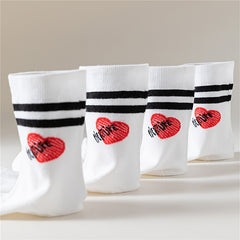 Heart Print Mid Tube Socks Women's Stockings