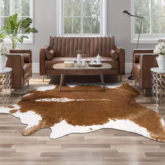 Large Faux Cowhide Rug 4.6x5.2ft Western Decor