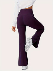 2 Pack Women's Plus Size Sports Pants Set Solid Wrap Wide Waistband Flared