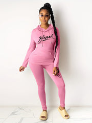 Blessed Print 2pc Set Hoodies & Skinny Pants