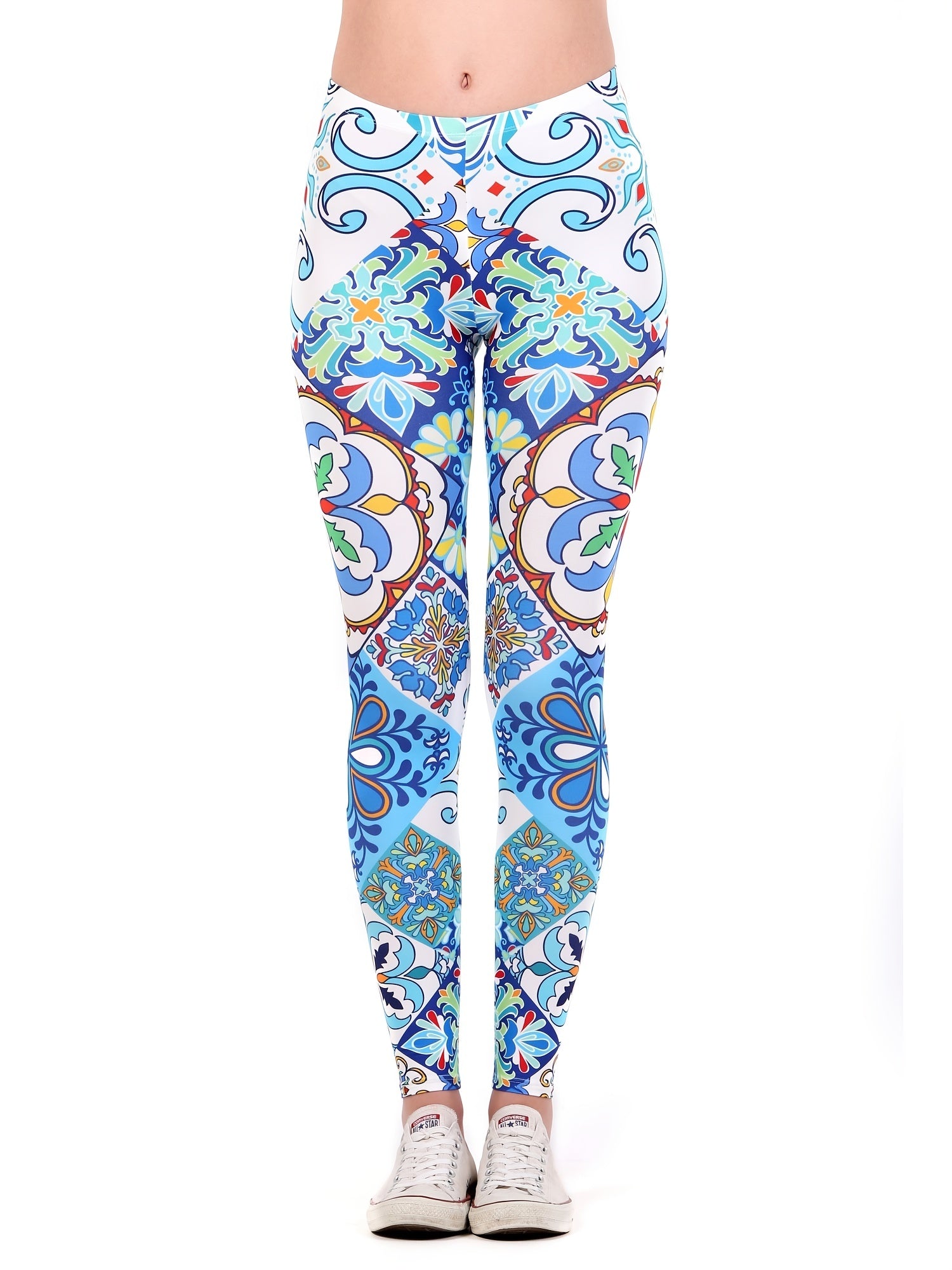 Sexy Coloured Glaze Glass Print Leggings High Waist Slim Leggings Women's Clothi