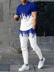 Men's 2 Piece Outfits Short Sleeve T shirt & Jogger Pants Set