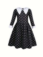 Girls Long Sleeve Button Casual Dress for Spring