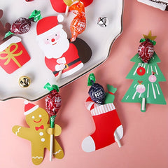 6pcs Christmas Lollipop Candy Packaging Card Santa Claus
