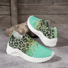 Women's Leopard Print Slip On Sneakers Lightweight Soft Shoes