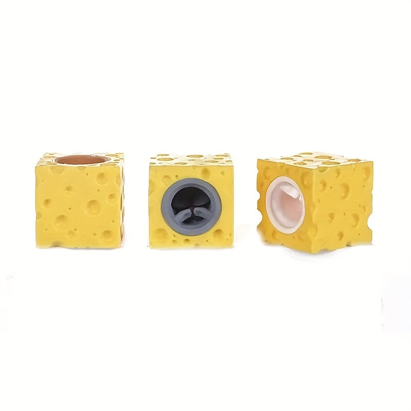 4pcs Mouse & Cheese Squeeze Stress Relief Fidget Toys