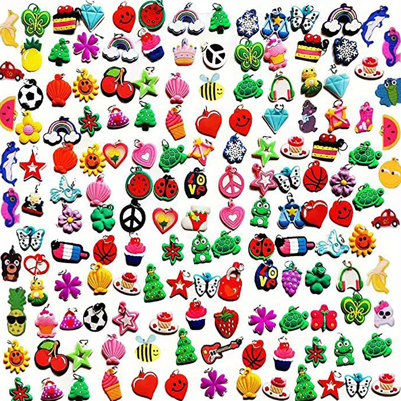 10 Silicone Bracelet Charms DIY Colorful Rubber Band Hair Rope Necklace Kit