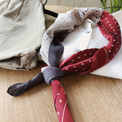 Block Print Square Scarf Satin Neckerchief Decorative Bandana