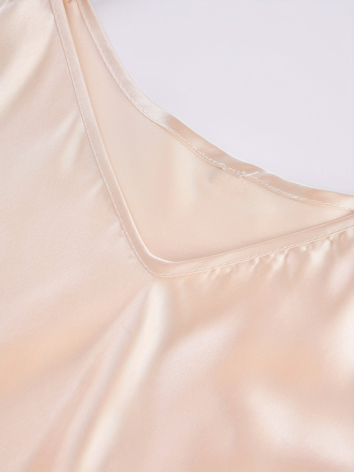 2pcs Solid Satin Slip Lounge Dresses Sleeveless Spaghetti Strap Home Dress