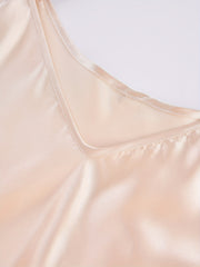 2pcs Solid Satin Slip Lounge Dresses Sleeveless Spaghetti Strap Home Dress