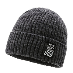 Men's Winter Plush Warm Knitting Hat Cold Proof Letter Hat