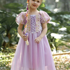 Girls Princess Costume Embroidered Puff Sleeve Dress Party Birthday Dress Up