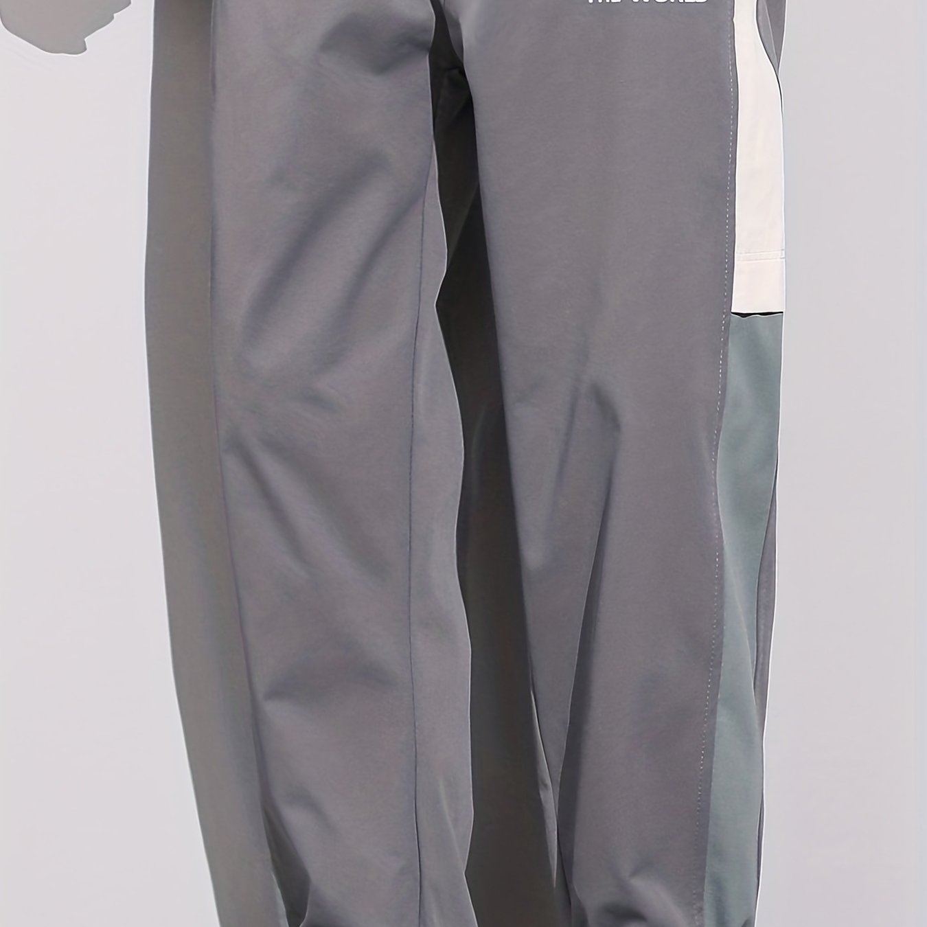 Men's Patchwork Cropped Pants Elastic Waist Drawstring Sports Pants