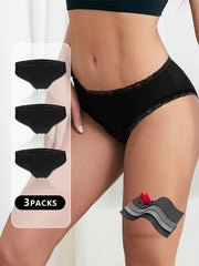 3pcs Lace Trim Panties Stretchy Intimates Women's Lingerie