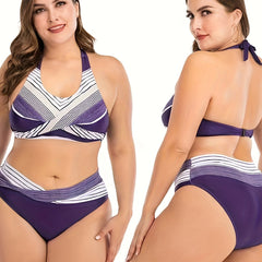 Striped Retro Bikini Set
