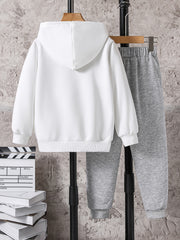 Boys Gamepad Print Hooded Sweatshirt & Sweatpants Set
