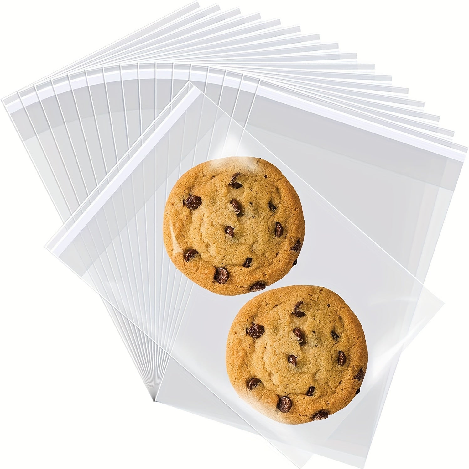 100 Clear Resealable Cellophane Bags for Cookies Candy Self Sealing