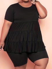 Solid Short Sleeve Smock Tee & Shorts Outfit Set