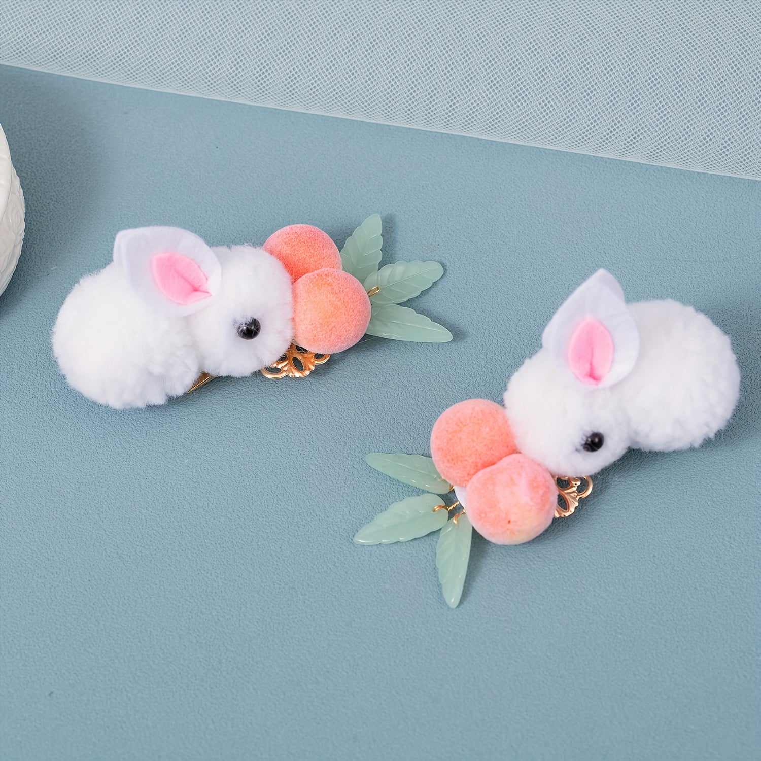 Vintage Bunny Hair Clip Plush Bunny Ponytail Holder Stuffed Rabbit Hair Clip
